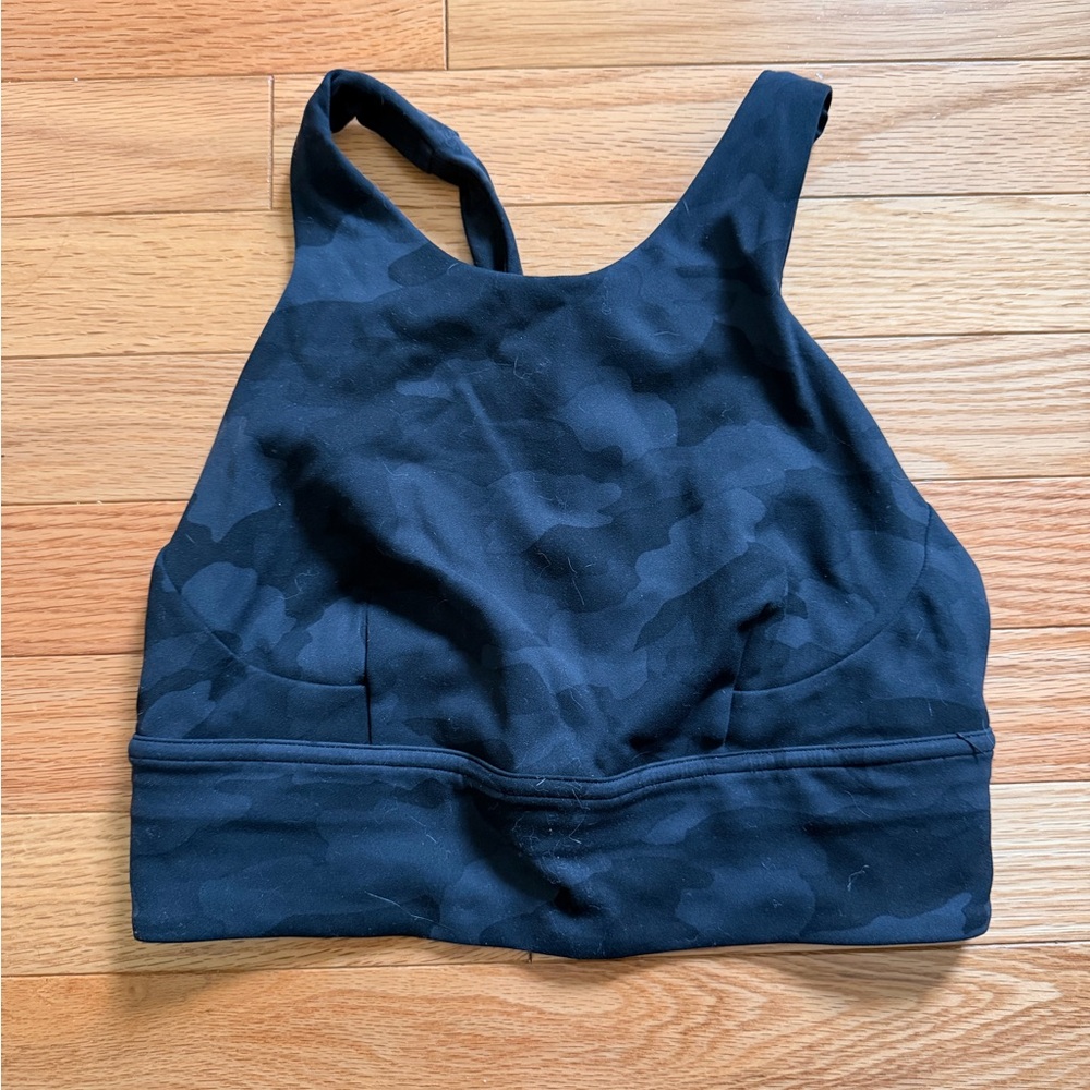 Lululemon Black Camouflage High Neck Sports Bra